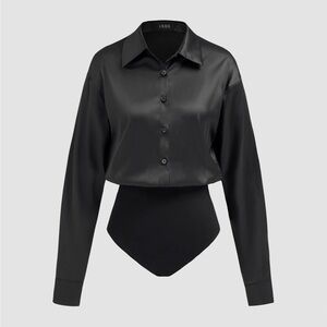 Cider Black Satin Bodysuit